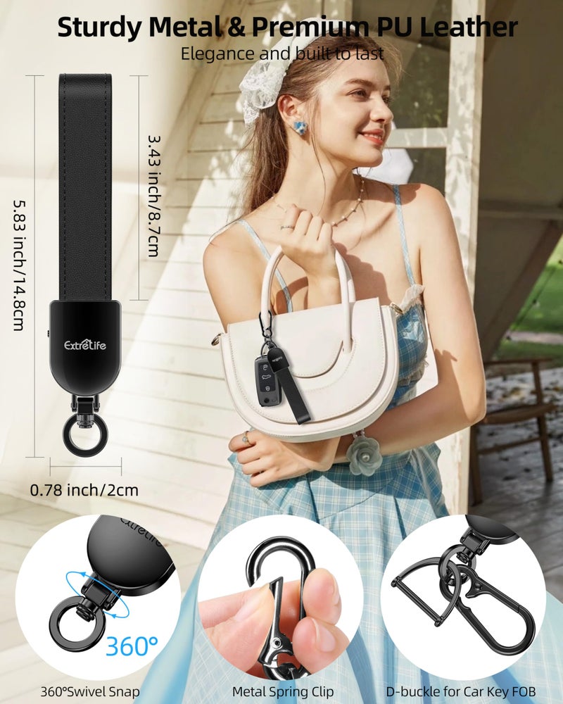 ExtreLife Keychain, Works with Apple Find My, Leather Car Keychain for Women and Men, Car Key Fob Holder, Key Chain with GPS Tracker, Anti-Lost Smart Keys Finder, Rechargeable, Black - Image 5