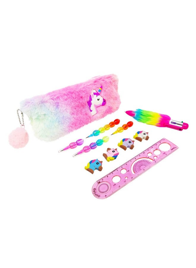Parteet Combo (Pack Of 5 Itmes) Unicorn Fer Pouch With 1 Fer Pen(4 Color),2 Pencils,1 Packet Unicorn Eraser And 1 Scale - Silver - Image 4