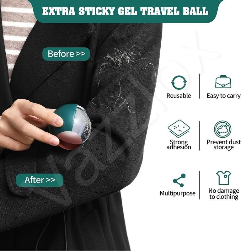 VazzLox Lint Roller Ball Sticky Reusable Washable Portable Lint Remover for Clothes Lynch Remover Ball Gel Lint Roller for Clothes Dust Pet Hair Fur Remover from Clothes Lint Remover Ball (Multicolor) - Image 4