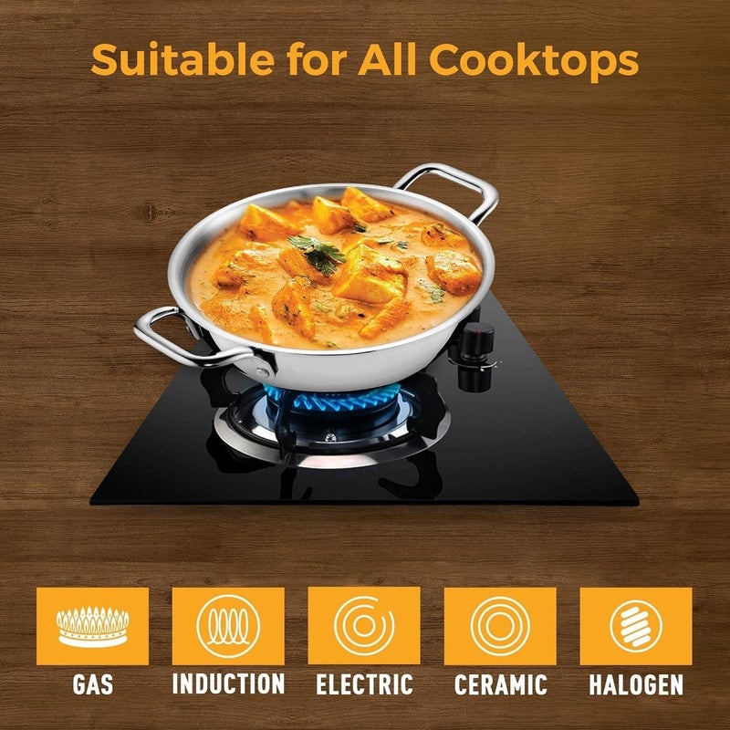 Dynore Stainless Steel Triply Extra Deep Kadai/Induction Friendly/ 20 cm Dia 1.3 LTR - Image 3