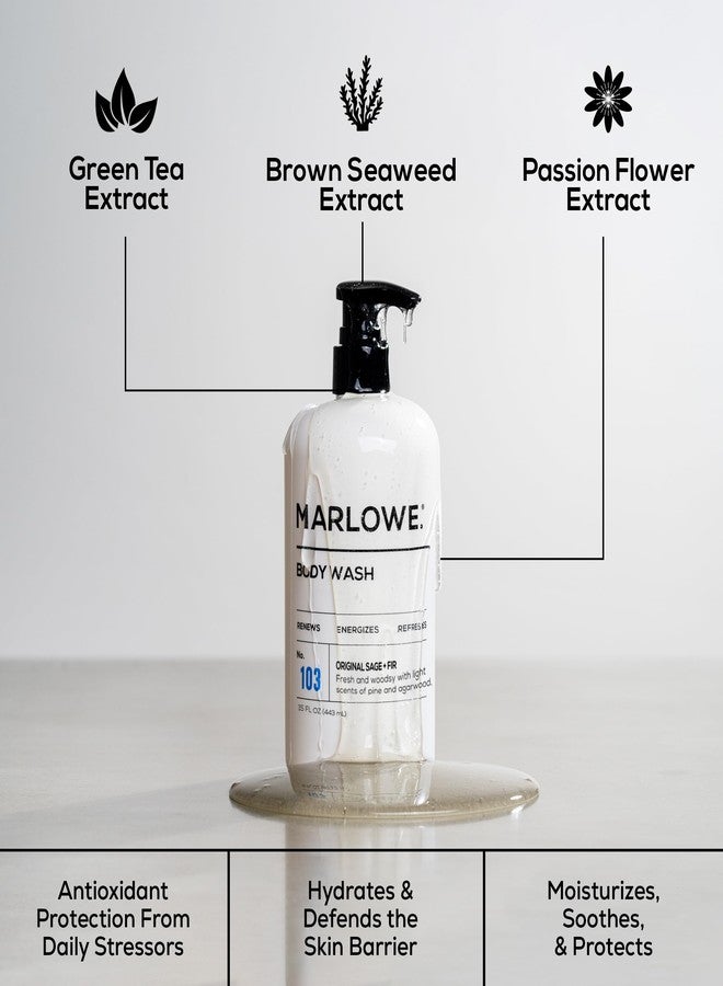 MARLOWE. Men's Body Wash, Refreshing Shower Gel, Sage + Fir, 16 oz Pump - Image 2