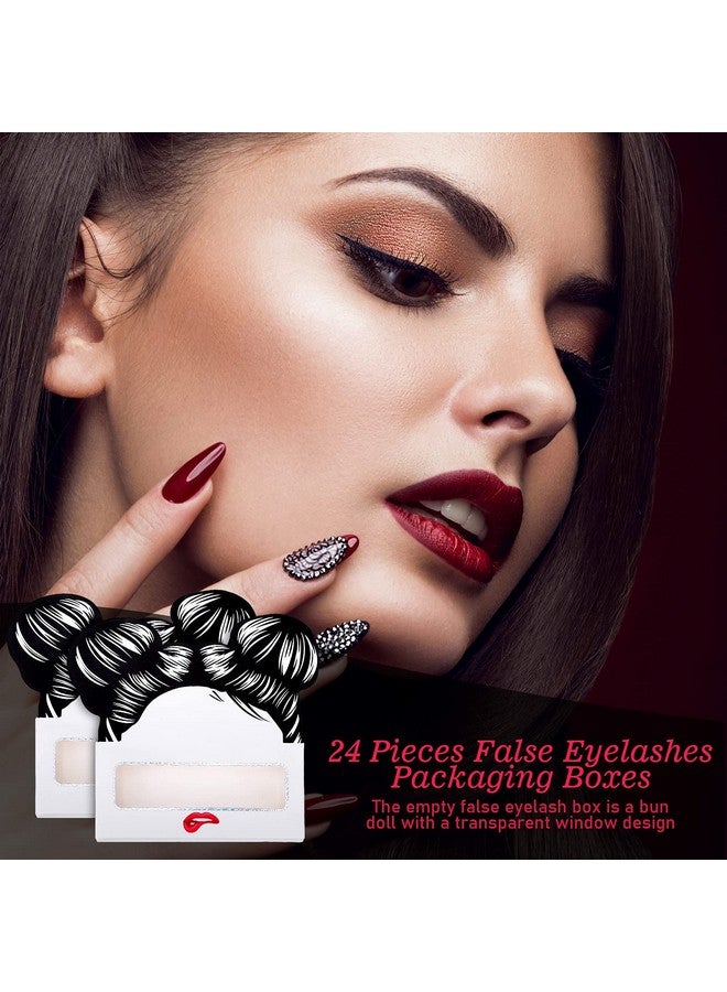 مايتيز 24 قطعة من صناديق الرموش، علب الرموش الفارغة، صندوق تخزين الرموش السائبة، حامل علبة الرموش الصناعية مع صواني رموش بلاستيكية تناسب 25 مم للرموش الصناعية للنساء والفتيات - Image 3