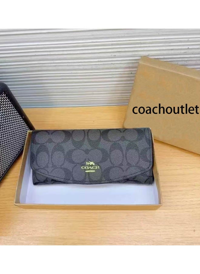 كوتش اوت ليت محفظة طويلة للنساء جلدية حامل بطاقة محفظة نسائية أنيقة كلاتش كلاسيكي - Image 1