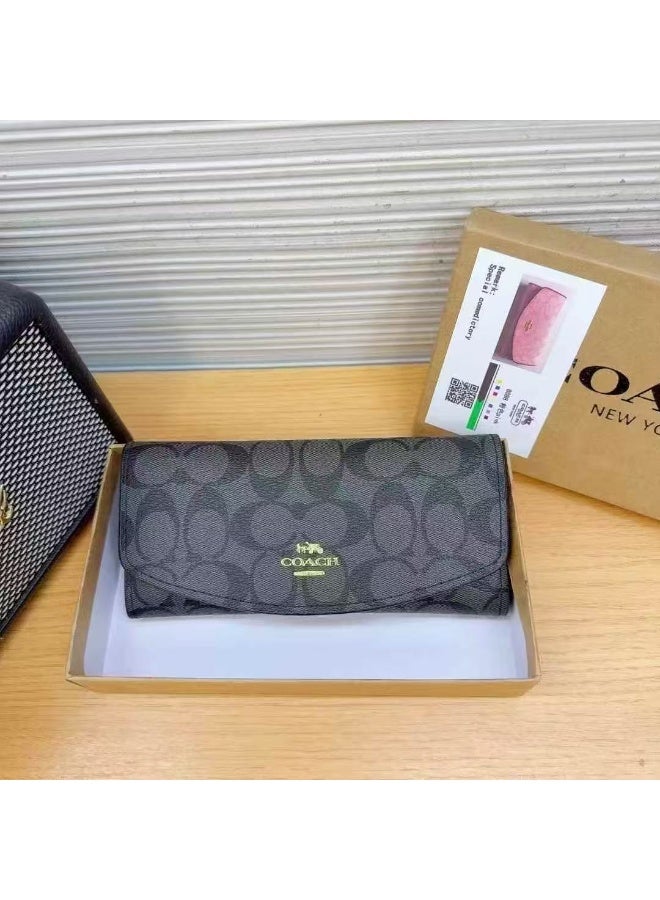 كوتش اوت ليت محفظة طويلة للنساء جلدية حامل بطاقة محفظة نسائية أنيقة كلاتش كلاسيكي - Image 2