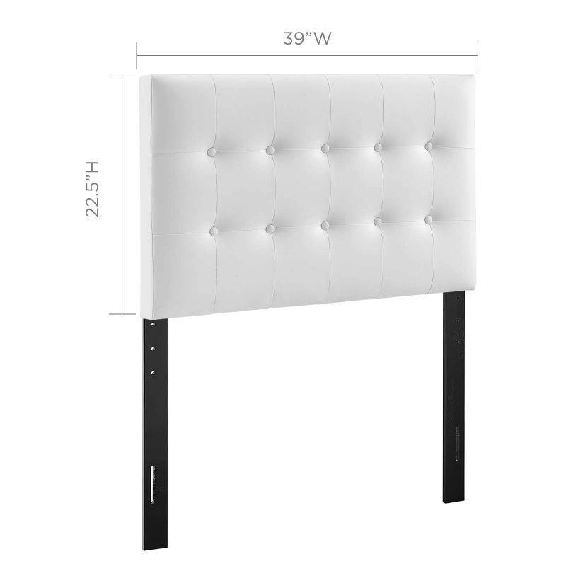 Modway Emily Tufted Button Faux Leather Upholstered Twin Headboard in White - Image 3