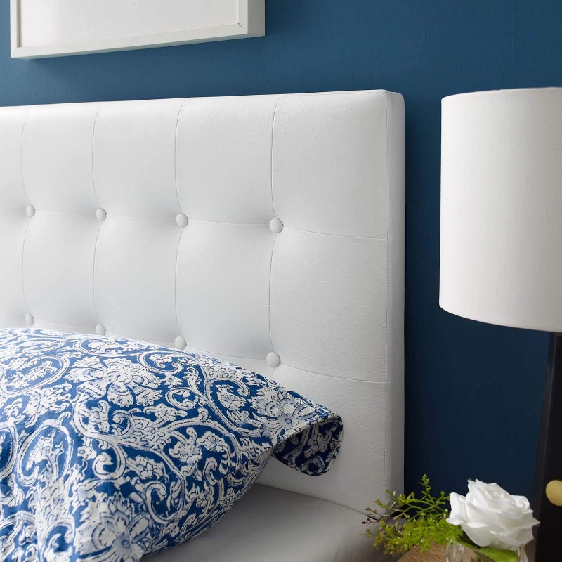 Modway Emily Tufted Button Faux Leather Upholstered Twin Headboard in White - Image 2