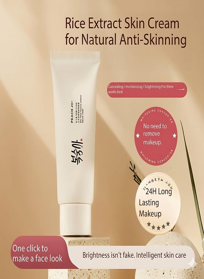 Mokleva PEACH JO+ Korean Rice Water Sunscreen SPF50+ Brightening No-Makeup Glow Cream With Probiotics Rice Extract Waterproof Tinted Moisturizing Isolation Cream For Even Tone, Dullness & Natural Glow - Image 4