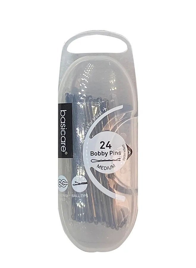 Basicare دبابيس شعر متوسطة البني BC3730، 24 قطعة