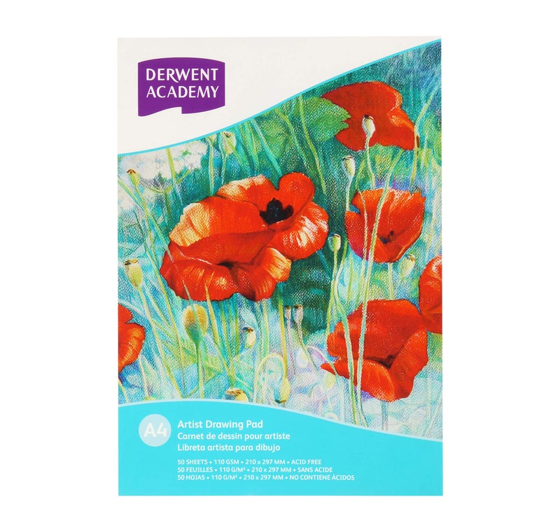 ACCO Brands Derwent Academy Artist Drawing Pad 50 Sheets, 110 GSM (A4 Portrait) - Image 1
