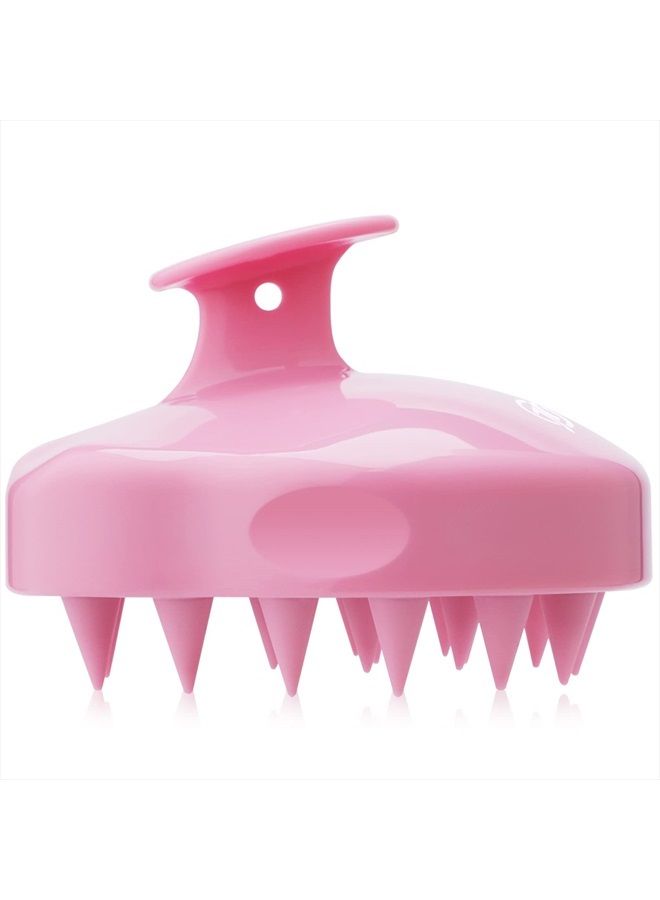 FReatech Hair Scalp Massager Shampoo Brush with Soft Silicone Bristles for Scalp Care and Hair Growth, Shower Head Scalp Scrubber Exfoliator for Dandruff, Wet & Dry for Men, Women and Kids, Pink - Image 1