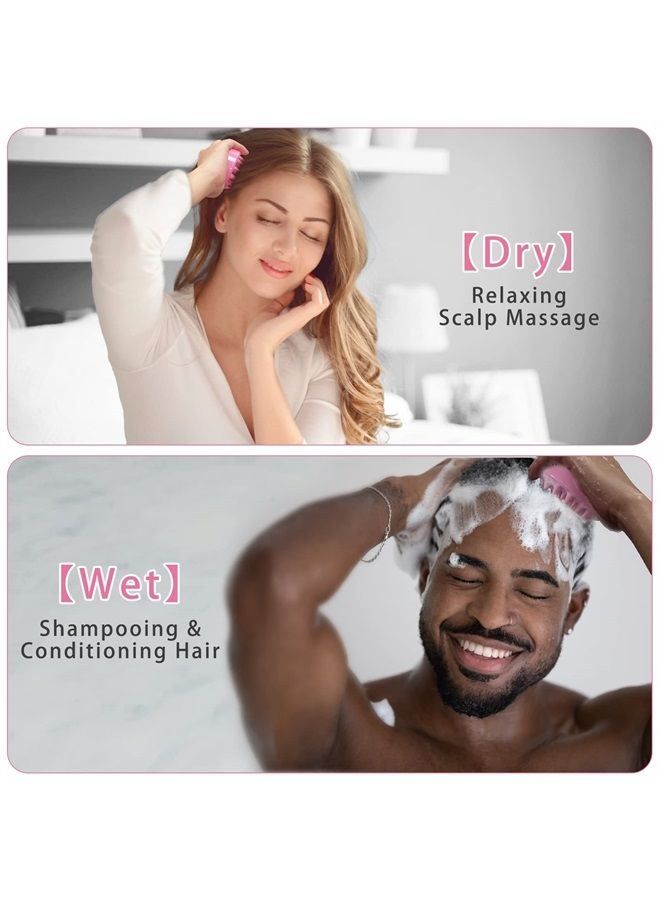 FReatech Hair Scalp Massager Shampoo Brush with Soft Silicone Bristles for Scalp Care and Hair Growth, Shower Head Scalp Scrubber Exfoliator for Dandruff, Wet & Dry for Men, Women and Kids, Pink - Image 5