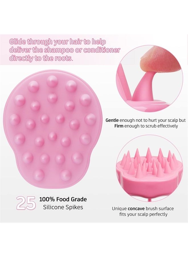 FReatech Hair Scalp Massager Shampoo Brush with Soft Silicone Bristles for Scalp Care and Hair Growth, Shower Head Scalp Scrubber Exfoliator for Dandruff, Wet & Dry for Men, Women and Kids, Pink - Image 4