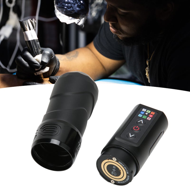 2 In 1 Wireless Tattoo Pen Kit 2400mAh RCA Interface Rotary Tattoo Power Supply Pen for Liner Shader Matte Black - Image 3