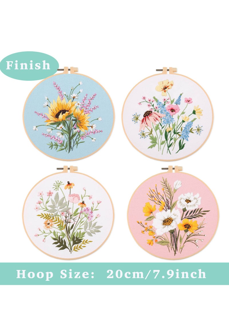 SYOSI - Embroidery Kit for Beginners, Hand DIY Cross Stitch Kits, Plants Flowers Embroidery and Natural Landscape Patterns with Embroidery Hoops and Color Threads for Adults Kids (Beige) - Image 1