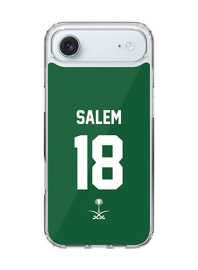 Stylizedd Classic Clear MagSafe Case for iPhone 17 Air , Hybrid Soft Case Flexible Edges Anti Drop TPU PC Gel Thin Transparent Cover [ Designed for iPhone 17 Air ] - Football Team - Saudi Arabia, Player Name - Salem