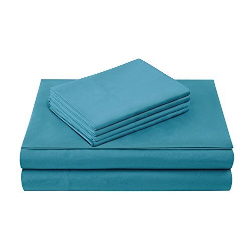 Comfort Spaces مجموعة أقمشة ميكروفايبر كومفورت سبيسز بجيب عميق 14 بوصة، مقاومة للتجاعيد مع مطاط حولي على مدار السنة، ملاءات سرير مريحة مع أغطية وسائد متطابقة، كوين، تيل (CS20-0130) - Image 2