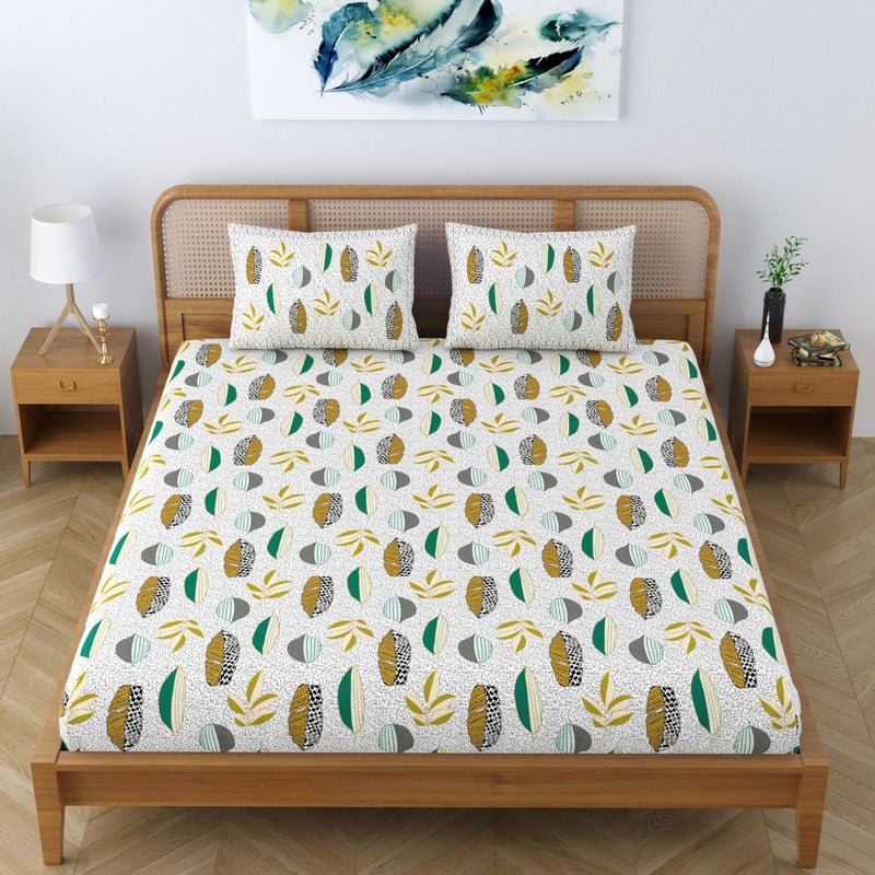 Colorish Cotton Blend Jaipur Printed Double Bedsheet King Size with 2 Pillow Covers, Traditional Floral Design, Forest Green - Image 5