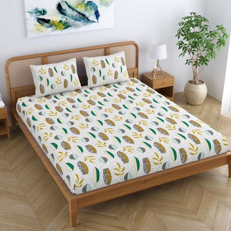 Colorish Cotton Blend Jaipur Printed Double Bedsheet King Size with 2 Pillow Covers, Traditional Floral Design, Forest Green - Image 4