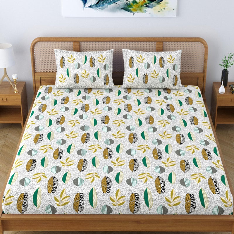 Colorish Cotton Blend Jaipur Printed Double Bedsheet King Size with 2 Pillow Covers, Traditional Floral Design, Forest Green - Image 2