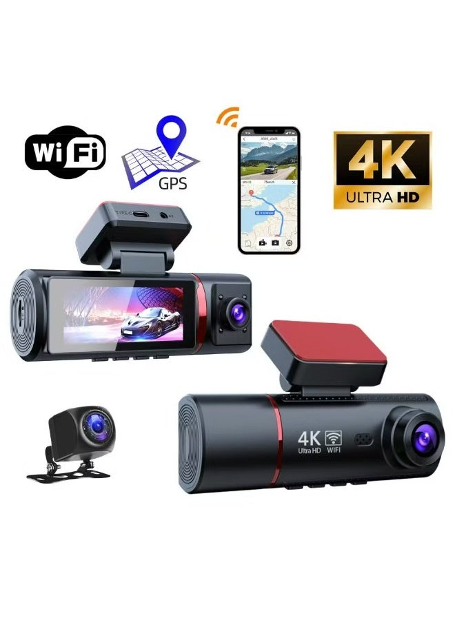 4K Ultra HD Dual Lens Vehicle Black Box DVR with WDR Night Vision, Intelligent G-Sensor Emergency Protection, Seamless Loop Recording, Motion Detection, 3.18" HD Display, Audio Recording and TF Card Support up to 64GB - Image 2