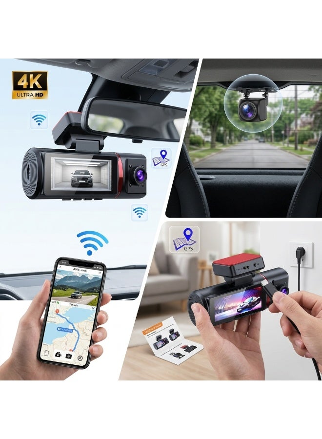 4K Ultra HD Dual Lens Vehicle Black Box DVR with WDR Night Vision, Intelligent G-Sensor Emergency Protection, Seamless Loop Recording, Motion Detection, 3.18" HD Display, Audio Recording and TF Card Support up to 64GB - Image 4
