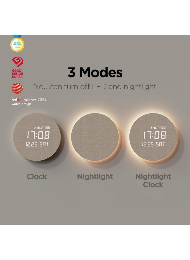 mooas mooas Full Moon LED Silent Wooden Digital Wall Clock with Remote Control, Backlight Nightlight Digital Wood Wall Clock, Sunrise Alarm Melody, 5 Level Brightness Modern Decorative Office Livingroom  - Image 3