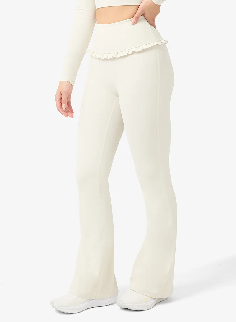 Frwd  Soft Touch Square Neck Frill Detail Top & Flared Legging Set for Women | Best Price UAE