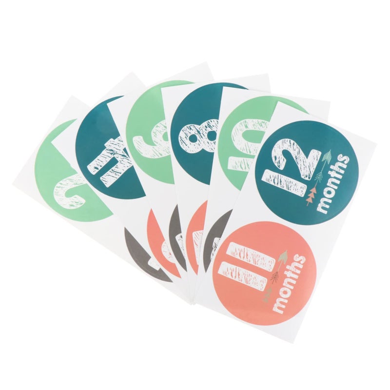 12 Pcs Monthly Milestone Stickers For Baby Boys Photo Props Diary Scrapbooking - Image 2