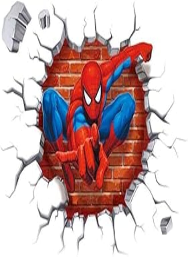 OR 3D Spider Man Removable Wall Sticker Red/Blue/Grey 50x50 centimeter