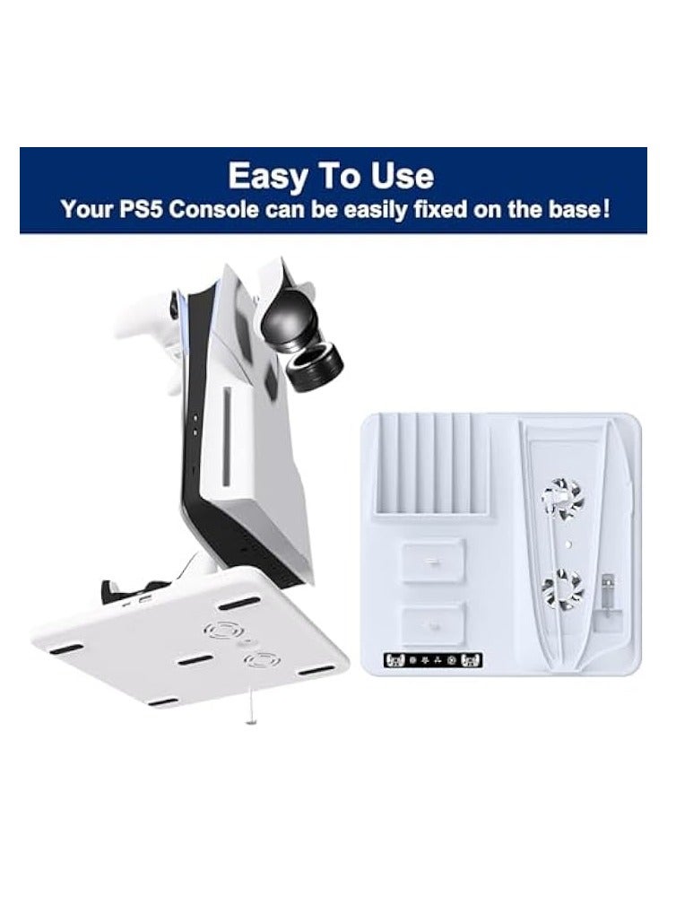 حامل تبريد متعدد الوظائف متوافق مع PS5 النحيف وقاعدة شحن وحدة التحكم مع إضاءة RGB LED ومراوح تبريد وخطافات تخزين - Image 4