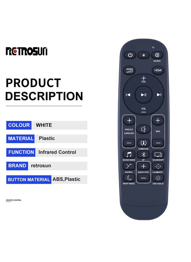 OMETTER - New Remote Control for JBL Bar 9.1 Bar 5.1 Bar 5.0 Bar 3.1 Bar 2.1 2.0 Soundbar System Studio JBLBAR913DBLKAM JBL2GBAR51IMBLKAM - Image 1