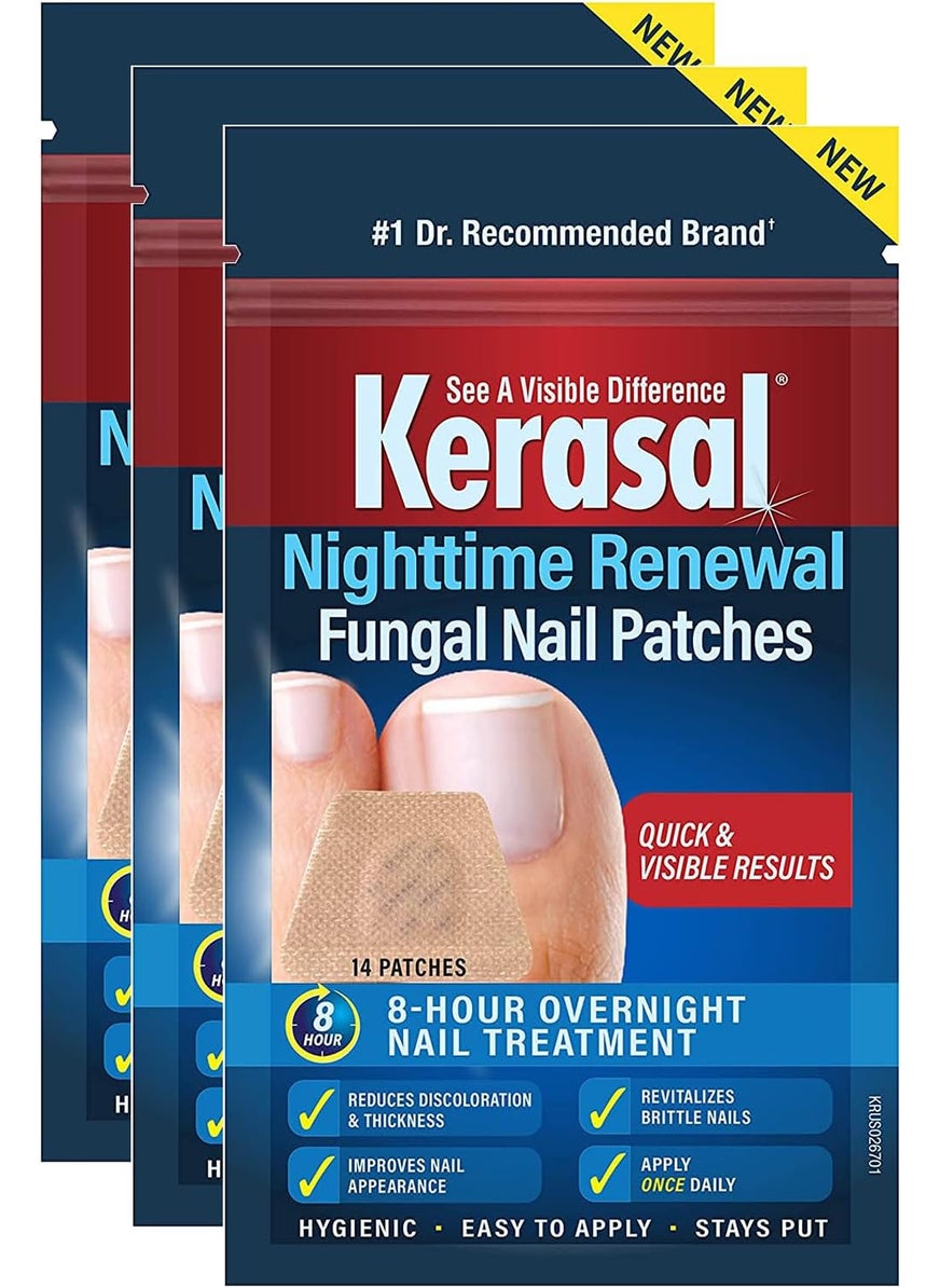 Kerasal Kerasal Nighttime Renewal Fungal Nail Patches - 14 Patch 3 Pack - Overnight Nail Repair for Nail Fungus Damage, 8-Hour Nail Treatment Restores Healthy Appearance 