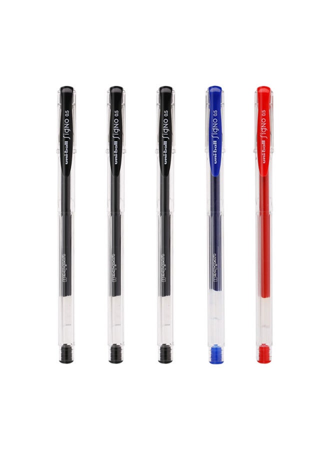 Uni Mitsubishi () Um-100 Student Neutral Pen Signature Pen Mixed Color (refill Umr-5) 0.5mm (3 Black 1 Blue 1 Red) 5-pack - Image 4