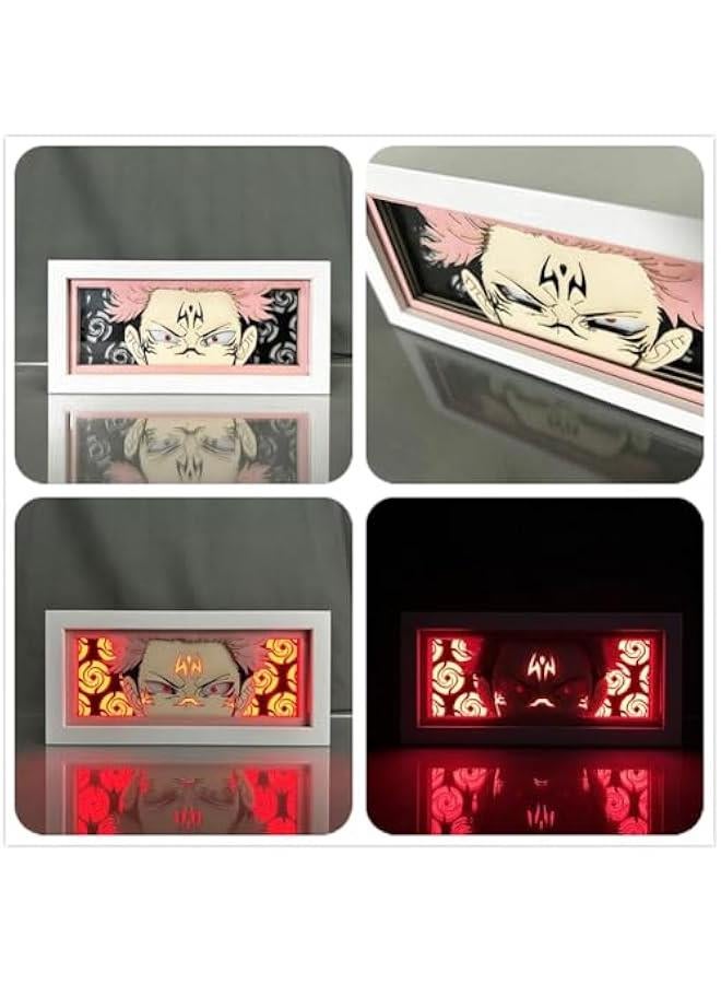 جهاز إضاءة ثلاثي الأبعاد لأعمال الورق JJK مصباح أنمي بتصميم فوشيغورو ميغومي، صندوق ظل LED مع إطار، مصباح ليلي بتغيير 16 لوناً لتزيين غرفة النوم - Image 2