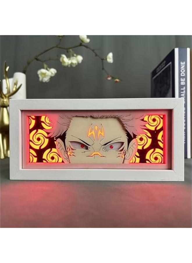 جهاز إضاءة ثلاثي الأبعاد لأعمال الورق JJK مصباح أنمي بتصميم فوشيغورو ميغومي، صندوق ظل LED مع إطار، مصباح ليلي بتغيير 16 لوناً لتزيين غرفة النوم - Image 1