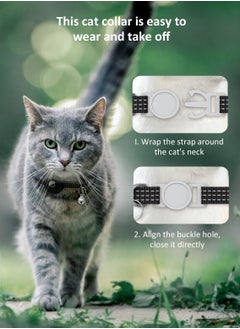 Y&D AirTag Cat Collar Reflective Kitten Collar Breakaway Air Tag with Holder and Bell Lightweight Collars for Girl Boy Cats Kittens Puppies (Black)  - Image 5