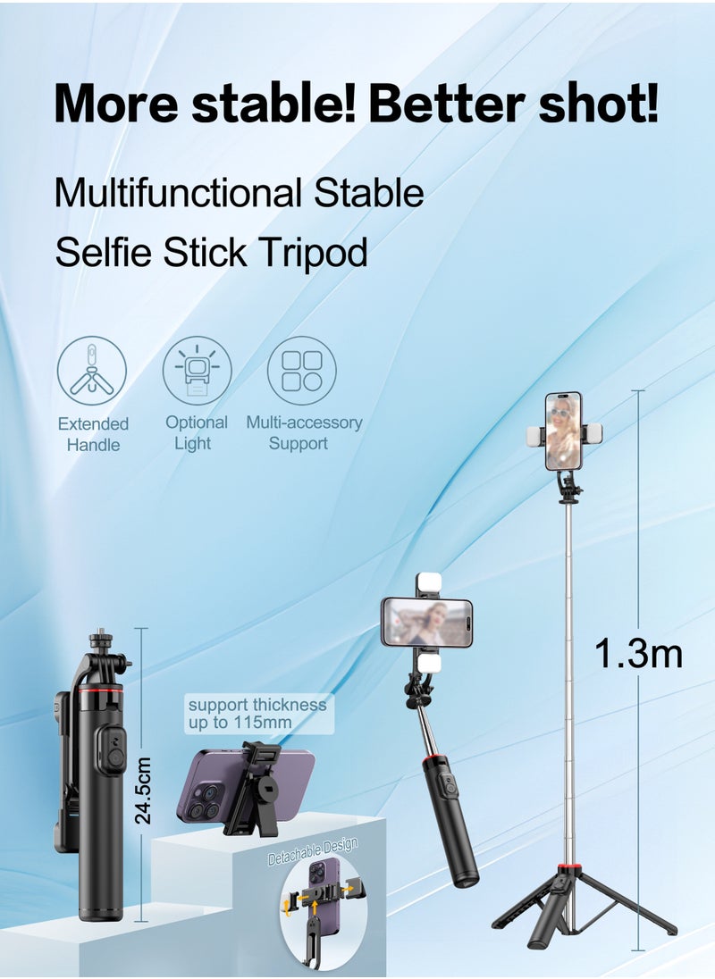 Generic 1.35m, Advanced portable telescopic photographic tripod, 360° rotation, with 9 levels of fill light, horizontal, vertical and aerial photography  - Image 2