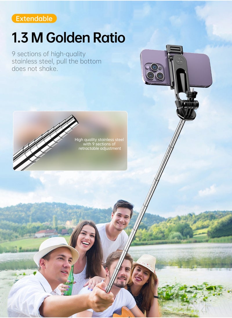 Generic 1.35m, Advanced portable telescopic photographic tripod, 360° rotation, with 9 levels of fill light, horizontal, vertical and aerial photography  - Image 3