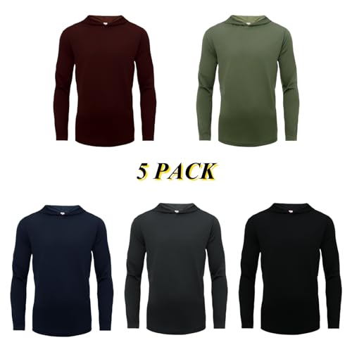 LeeHanTon 5 Pack UPF 50+ Fishing Shirts for Men, Long Sleeve UV Sun Protection Athletic Hoodie, Outdoor Workout Hiking Running Swimming Rash Guard Tee Shirts 2XL - Image 3