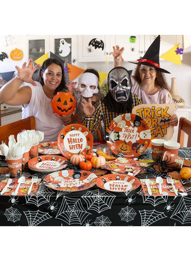 ATFUNSHOP Halloween Tablecloth Plastic 4PACKS 54 X 108 Rectangular Black Spider Web Disposable Table Cover Waterproof Spillproof Table Cloth - Perfect for Halloween Decoration Halloween Dinner Halloween Party - Image 2