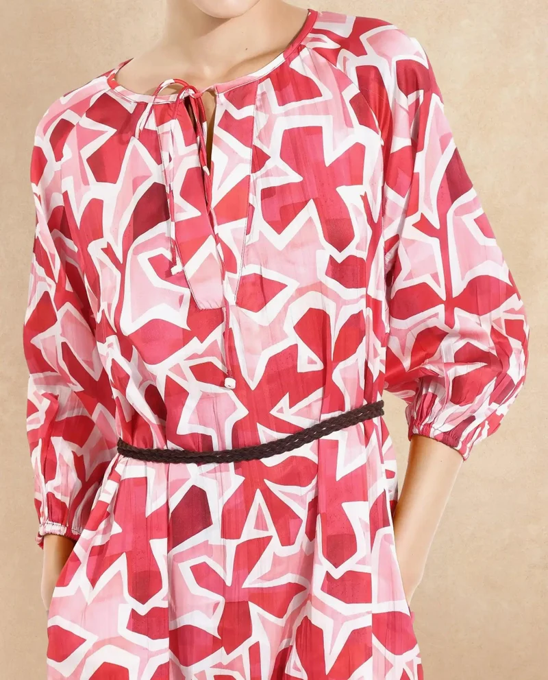 ريريزم Women's Abstract Print Tie-Up Mini Dress