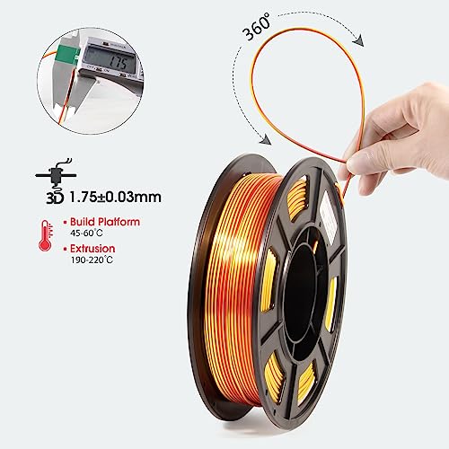 iSANMATE 3D Printer Filament, PLA Filament 1.75mm Bundle, Dual Color Filament Silk PLA, Dimensional Accuracy +/- 0.03 mm, 250g x 4 Pack(Gold+Red,Red+Green, Blue+Silver, Bronze+Silver) - Image 2