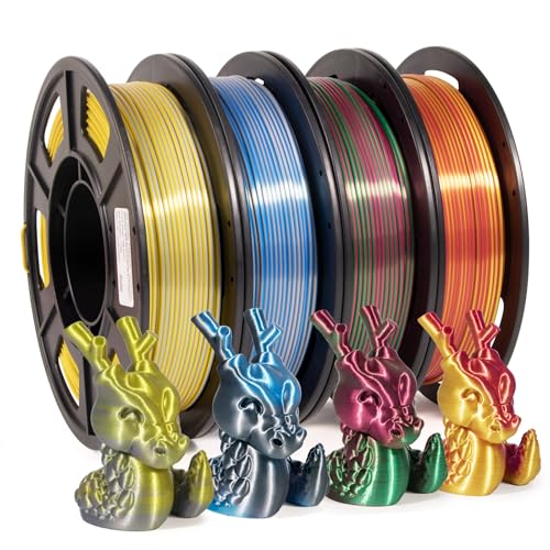 iSANMATE 3D Printer Filament, PLA Filament 1.75mm Bundle, Dual Color Filament Silk PLA, Dimensional Accuracy +/- 0.03 mm, 250g x 4 Pack(Gold+Red,Red+Green, Blue+Silver, Bronze+Silver) - Image 1