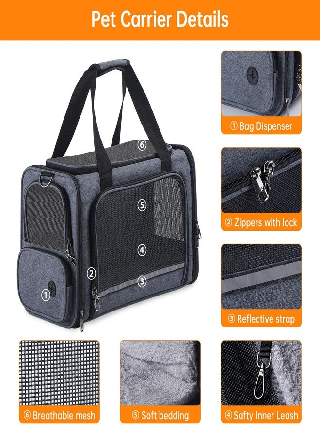 Groxkox Cat Carrier Pet Travel Carrier by Airplane Approved Under seat, TSA Airline Approved Soft-Sided Carrier Bag for cat,Dogs,17.5 x 8.5 x 11 inches,Grey - Image 4