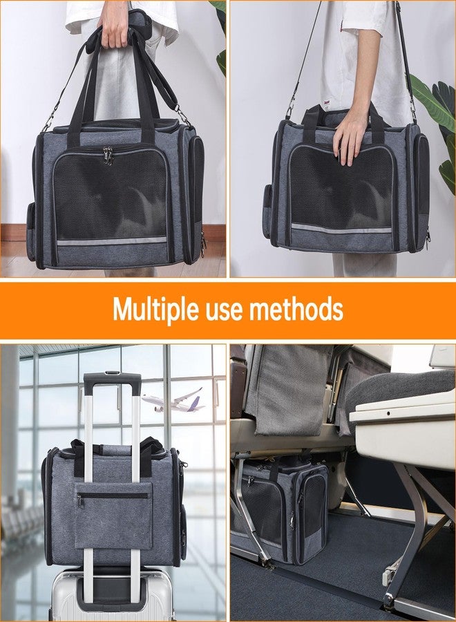 Groxkox Cat Carrier Pet Travel Carrier by Airplane Approved Under seat, TSA Airline Approved Soft-Sided Carrier Bag for cat,Dogs,17.5 x 8.5 x 11 inches,Grey - Image 5