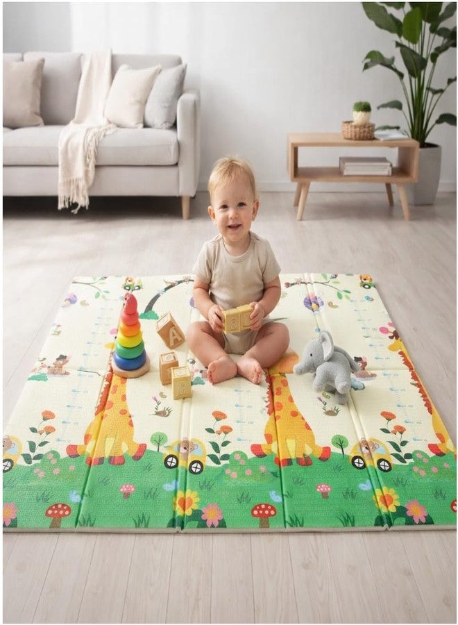 REZNOR بساط لعب أطفال محمول كبير جدًا من ريزنور، سمكه 6 مم، مقاس 1500 × 1200 مم، بساط زحف أرضي قابل للطي مصنوع من الفوم، بنقوش قابلة للعكس على الوجهين، مقاوم للماء ومضاد للانزلاق (زرافة مدينة حضرية) - Image 1