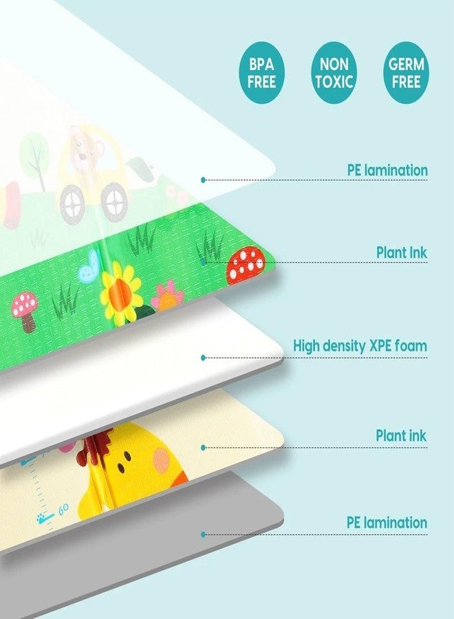 REZNOR بساط لعب أطفال محمول كبير جدًا من ريزنور، سمكه 6 مم، مقاس 1500 × 1200 مم، بساط زحف أرضي قابل للطي مصنوع من الفوم، بنقوش قابلة للعكس على الوجهين، مقاوم للماء ومضاد للانزلاق (زرافة مدينة حضرية) - Image 5