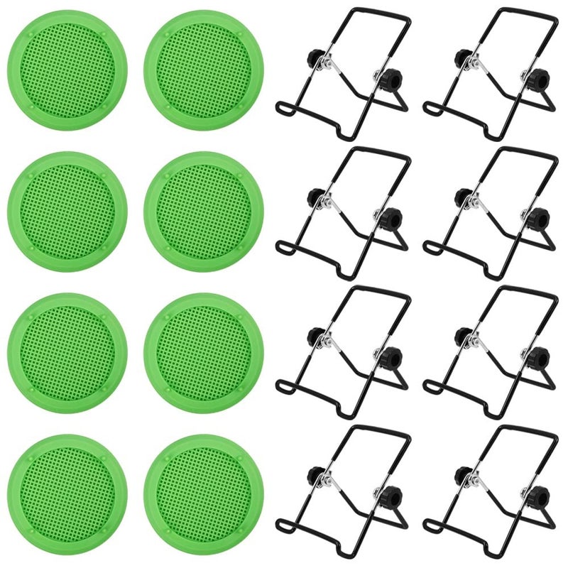 Picowe Picowe Plastic Sprouting Lids, Sprouting Jar Stands, for 86mm Wide Mouth Mason Jars, Canning Jars, Suit for Grow Bean Sprouts, Alfalfa, Salad Sprouts(16 Pack, Green)  - Image 1