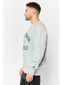 New Balance Men Relaxed Fit Long Sleeves Outdoor Sweatshirt, Grey  - Image 4