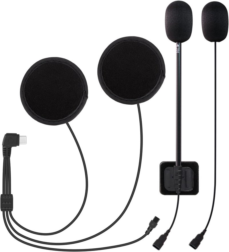 LEXIN Motorcycle Audio Set for Helmet Bluetooth Headset, 36mm Speakers, Type-C Connector, Button/Boom Mic, Fit for B4FM/GTX/G2P/G16/G1/MeshCom/Novus - Image 1